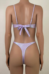 Iridescent Mermaid String Thong Underwire Scallop Bandeau Bikini Set