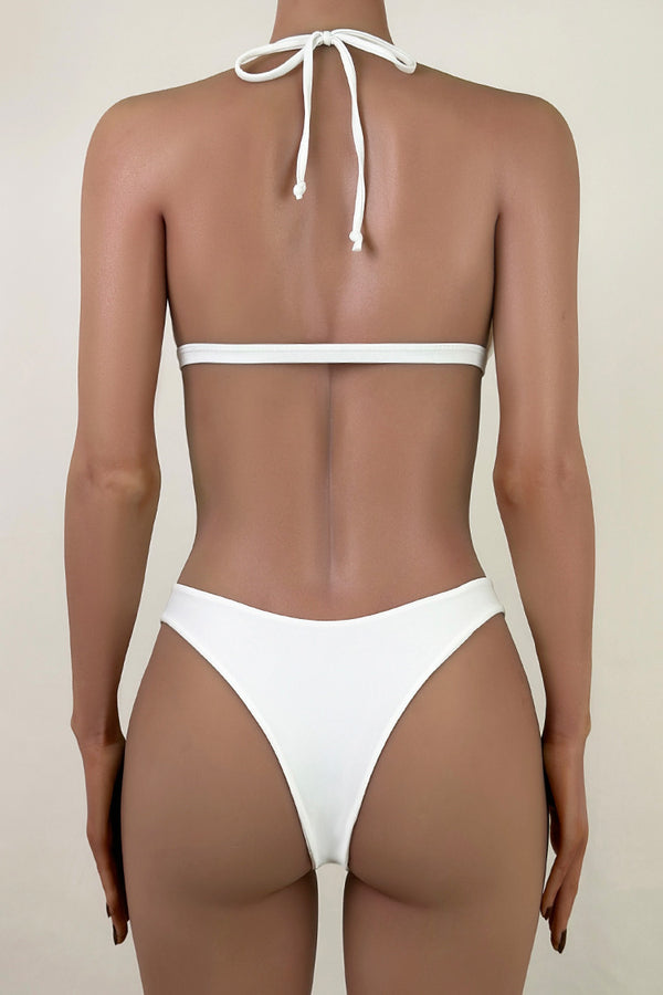 Luxe Double Sided High Leg Brazilian Cheeky Front Clasp Triangle Bikini Set