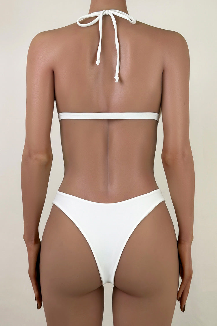 Luxe Double Sided High Leg Brazilian Cheeky Front Clasp Triangle Bikini Set