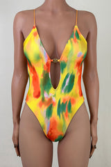 Sexy Plunge Tiny Tie Back Brazilian Cheeky Cutout One Piece Swimsuit