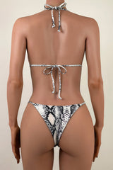 Sexy Printed Side String Brazilian Cheeky Slide Triangle Halter Bikini Set