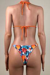 Abstract Tie Dye Braided Strap Brazilian Cheeky Scrunch Halter Triangle Bikini Set