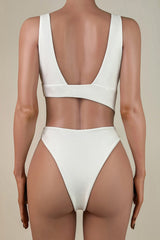 Asymmetric Cutout O Ring Open Back High Leg Brazilian Cheeky One Piece Swimsuit