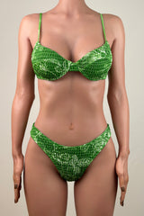 Chic Floral Smocked High Leg Brazilian Cheeky Underwire Balconette Bikini Set