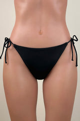 Classic Solid Color Tie String Low Rise Brazilian Cheeky Bikini Bottom