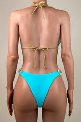 Nautical O Ring Rope Strap Tie Brazilian Cheeky Halter Slide Triangle Bikini Set