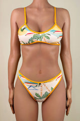 Reversible Floral Print Contrast Trim Brazilian Cheeky Bralette Bikini Set