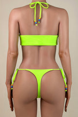 Sexy Tie String Brazilian Cheeky Thong Halter Cutout Monokini One Piece Swimsuit