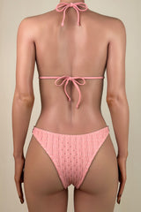 Textured Sarong High Leg Brazilian Cheeky Halter Slide Triangle Bikini Set