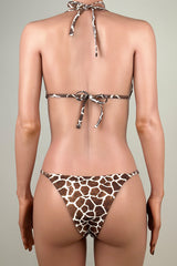 Wild Giraffe Print Tie String Brazilian Cheeky Halter Slide Triangle Bikini Set
